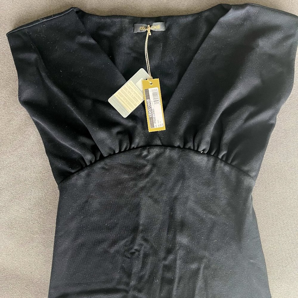 Roberto Cavalli fitted black top with logo detail